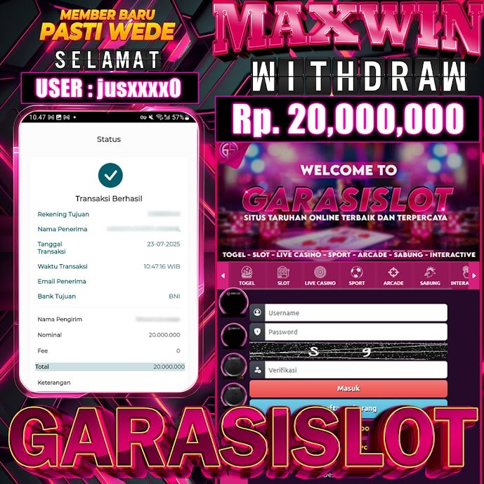 Selamat kepada pemenang kita telah dapat kan jepe bermain di game gacor GARASISLOT bermain di game bonanza 1000 provider pramatic