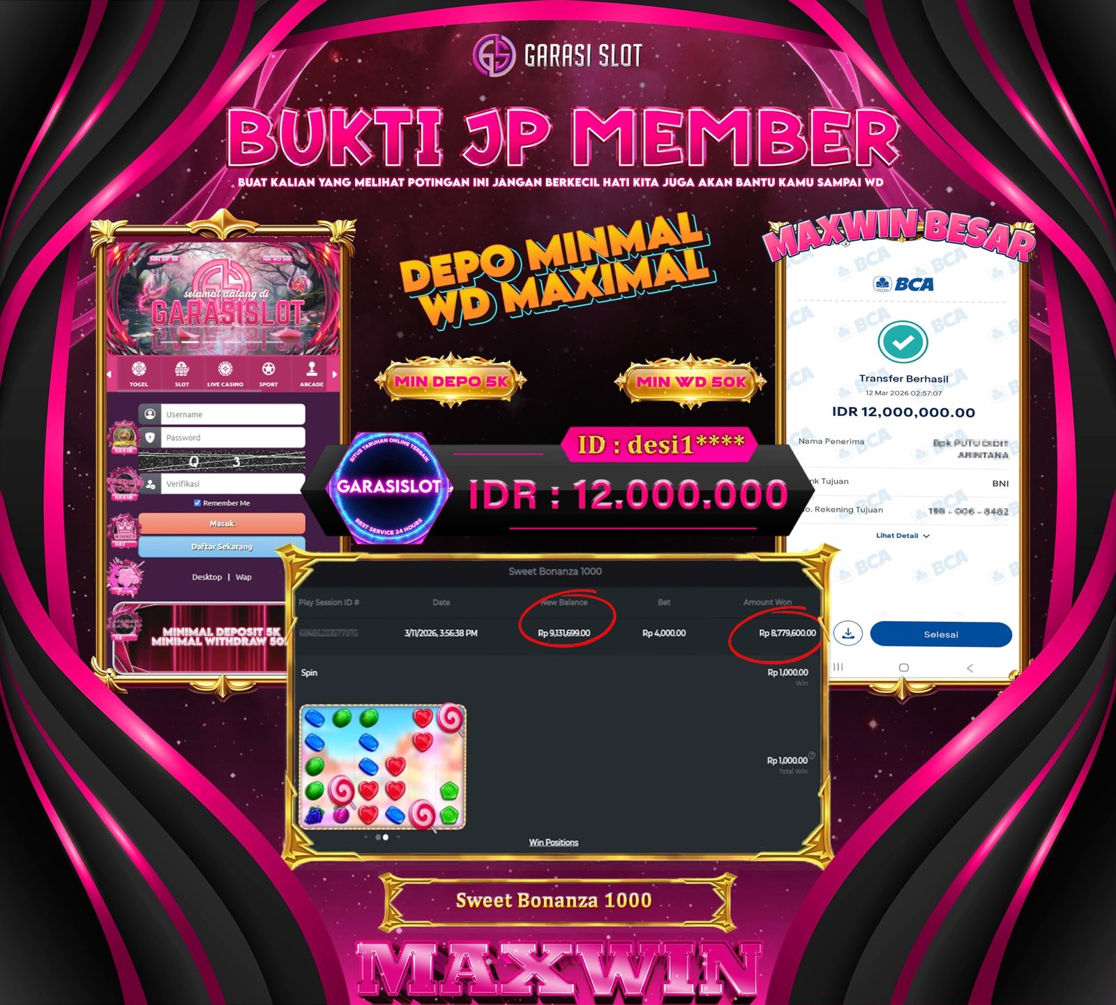 GARASISLOT Bukti Kemenangan Sweet Bonanza 1000