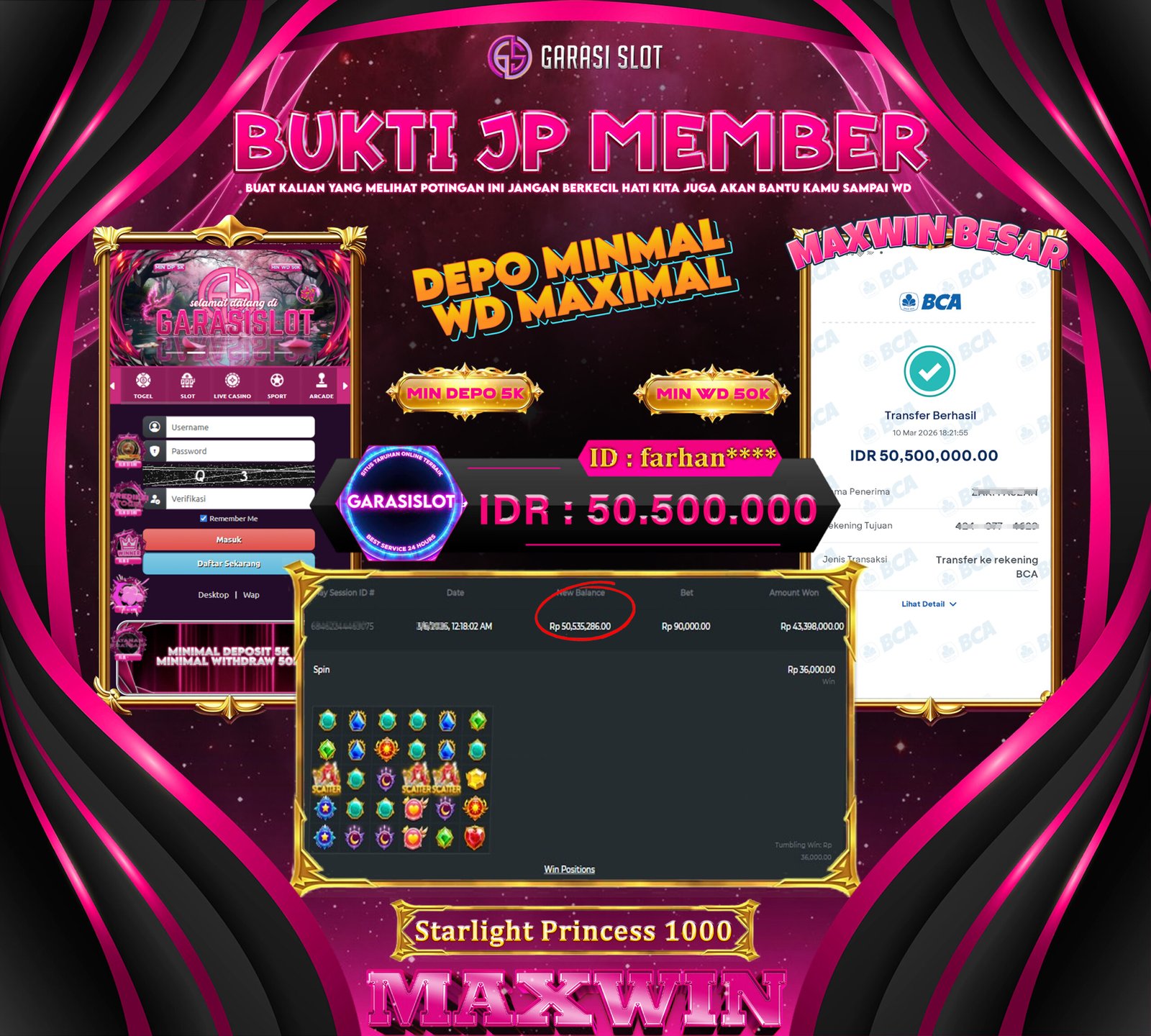 GARASISLOT Bukti Kemenangan Starlight Princess 1000