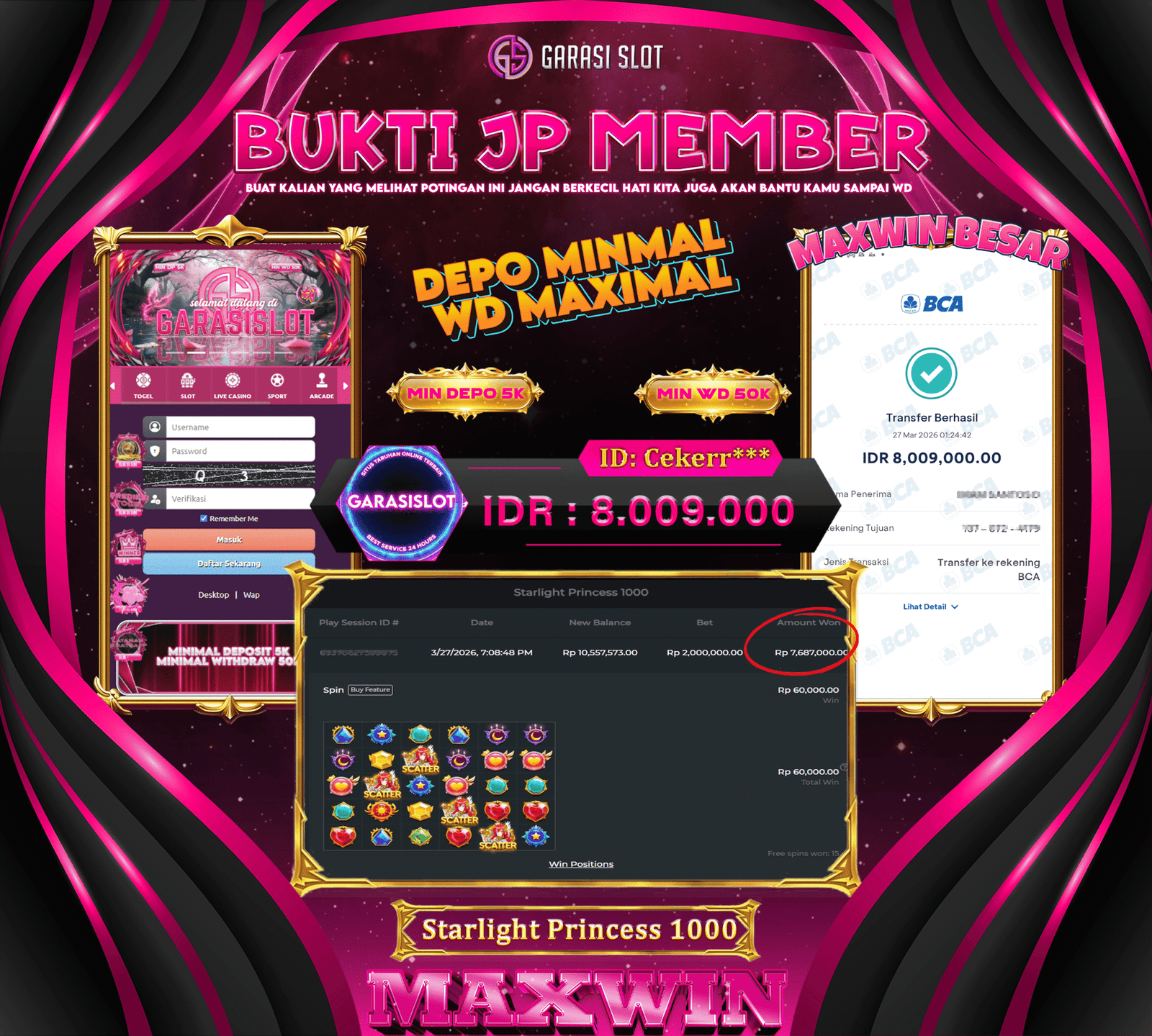 GARASISLOT Bukti Kemenangan Starlight Princess 1000