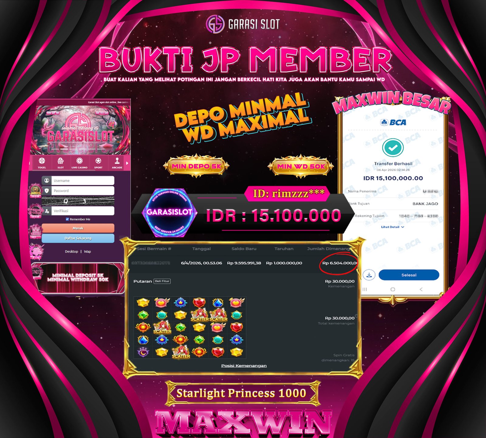 GARASISLOT bukti kemenangan Starlight Princess 1000