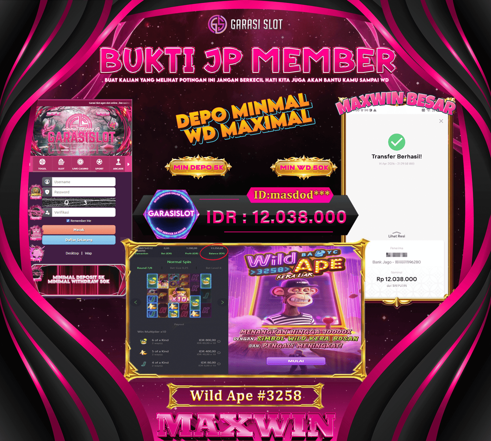 GARASISLOT Bukti Kemenangan Wild Ape #3258