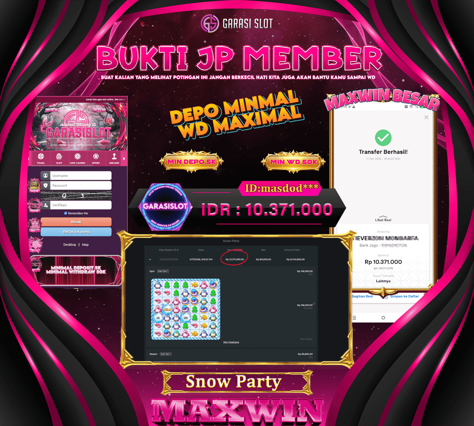 GARASISLOT Bukti Kemenangan Snow Party